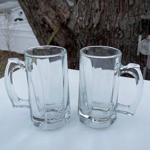 Set of Two Heavy Duty Clear Glass‎ Beer Mug 250ml